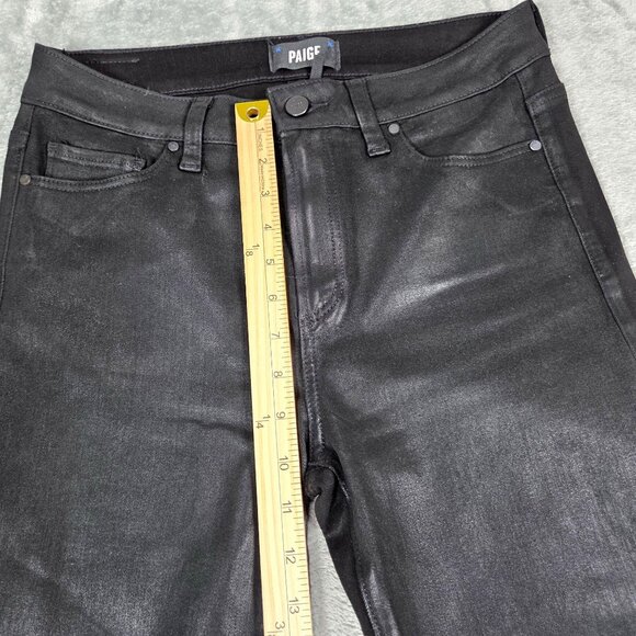 Paige Jeans Womens 28 Claudine Black Fog Luxe Coating Transend Denim Ankle Flare - Picture 8 of 9